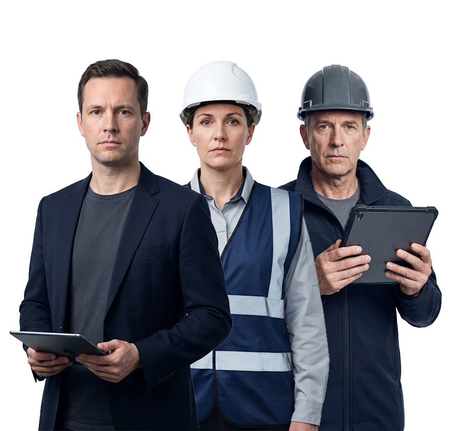 A utility engineer, an EPC director and a software lead standing together as one team